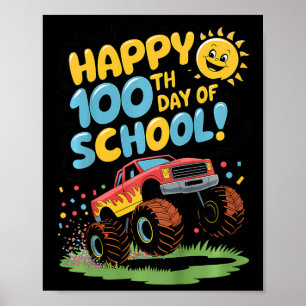 Poster Enfants Joyeux 100ème Jour De L'École Monster Conc