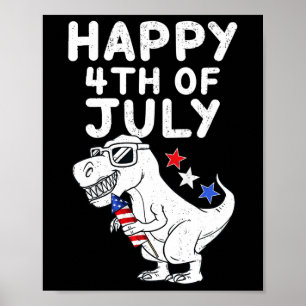 Poster Enfants Joyeux 4 juillet T Rex Patriotique Amusant