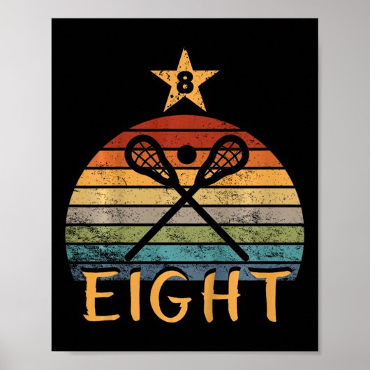 Poster Enfants Lacrosse Anniversaire 8 ans Lacrosse 8e Bi (Devant)