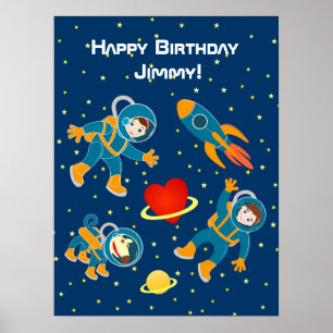 Poster Enfants Les astronautes aiment le voyage spatial