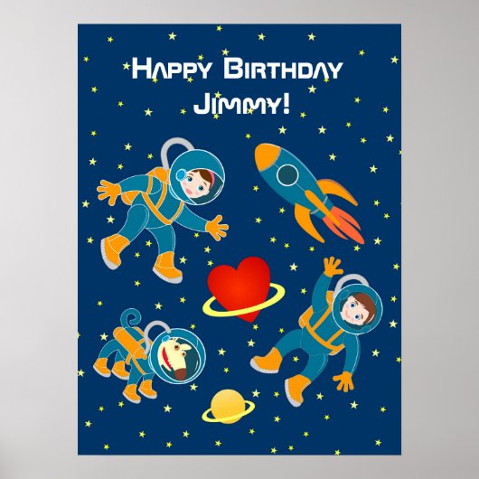 Poster Enfants Les astronautes aiment le voyage spatial (Devant)