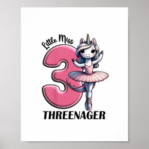 Poster Enfants Little Miss Threenager Trois 3ème Annivers
