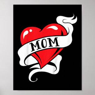 Poster Enfants Maman Tatouage Coeur pour les mères jour a