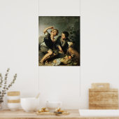 Poster Enfants mangeant une tarte, 1670-75 (Cuisine)