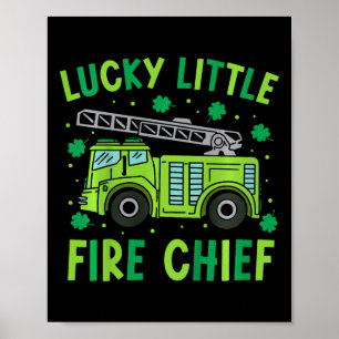Poster Enfants Mignons Drôle Camion de Pompiers Vert Enfa