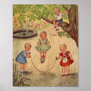Poster Enfants mignons en jeuFaux Wrapped Canvas Imprimer