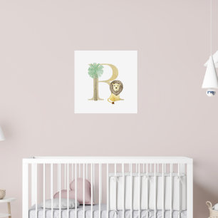 Poster Enfants mignons LION animal Monogramme R Nursery