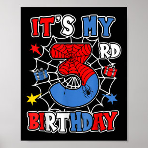 Poster Enfants Mon 3e anniversaire Spider ThParty 3 an