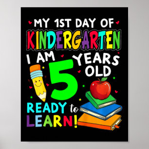 Poster Enfants Mon Premier Jour De Maternelle Et J'ai 5 A