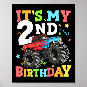 Poster Enfants Monster Camion Mon 2e anniversaire garçon
