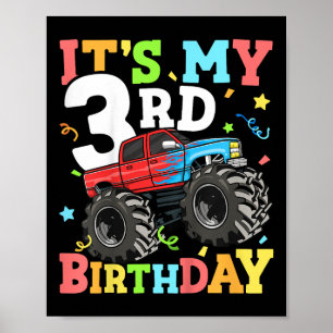 Poster Enfants Monster Camion Mon 3e anniversaire Garçon