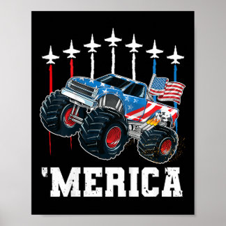 Poster Enfants Monster Truck Usa Drapeau Patriotique Todd