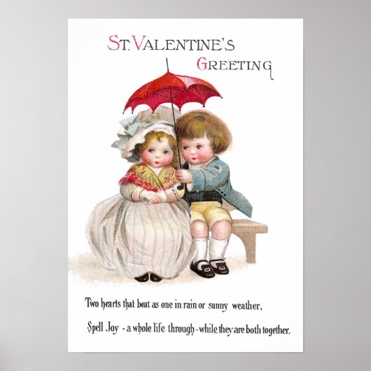Poster Enfants 'Neath Umbrella Vintage Valentine (Devant)