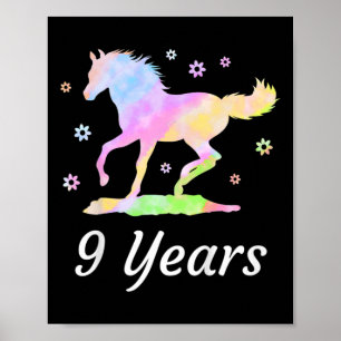 Poster Enfants Neuf Ans 9e Anniversaire Cavalier Arc-en-c