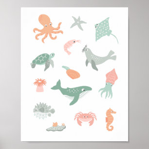 Poster Enfants nourriciers d'animaux marins