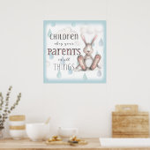 Poster Enfants Obéissez à vos parents - Col 3:20 Bleu (Cuisine)