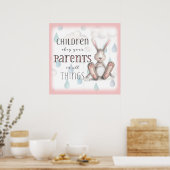 Poster Enfants Obéissez à vos parents - Col 3:20 Rose (Cuisine)
