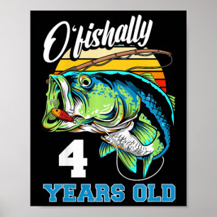 Poster Enfants officielement 4 ans pêcheur 4ème anniversa