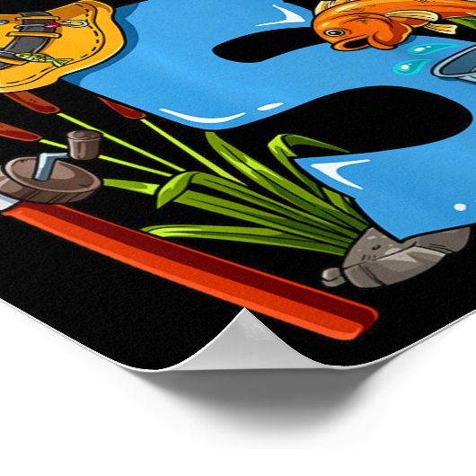 Poster Enfants O'fish 5 ans 5e anniversaire Pêche (Coin)