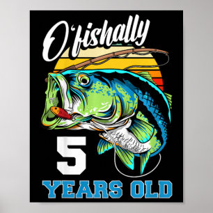 Poster Enfants Ofish 5 ans Pêcheur 5 ans Anniversaire