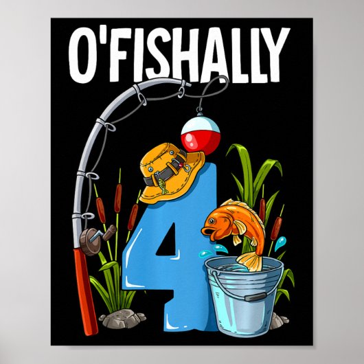 Poster Enfants O'Fishally 4 ans 4e anniversaire Pêche (Devant)
