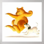 Poster Enfants Ours drôle et Chien chiot mignon (Devant)