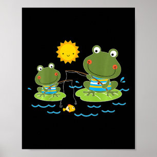 Poster Enfants Pêchant Grenouilles Joli Pêcheur