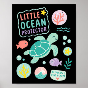 Poster Enfants petit protecteur de l'océan tortue de mer