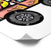 Poster Enfants Pink Dino Monster Camion cancer du sein de (Coin)