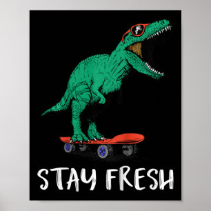 Poster Enfants planchistes T-rex skateur dinosaure garçon