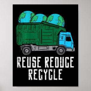 Poster Enfants réutiliser Réduire Recycle Garge Camion Ea