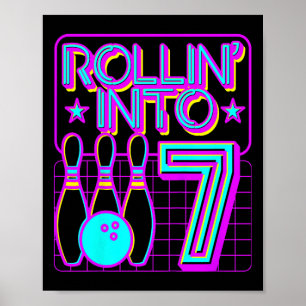 Poster Enfants Rollin In 7 Bowling Bowler 7e Anniversaire