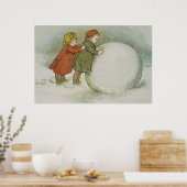 Poster Enfants Roulant Boules De Neige (Cuisine)