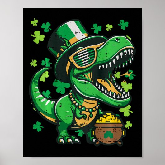 Poster Enfants Saint-Patrick Dinosaure Saint-Patty Trex B (Devant)