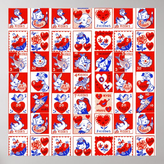Poster Enfants Saint Valentin Salutations Câlins Baisers (Devant)