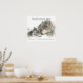 Poster Enfants Salle Écriture, Dieu t'aime Famille Wolf (Cuisine)