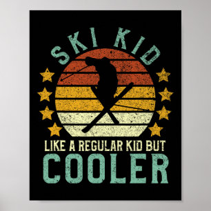 Poster Enfants skieurs drôles jeune skieur vintage et amo