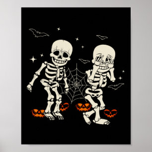 Poster Enfants squelettes danse Griddy Halloween Trick Or