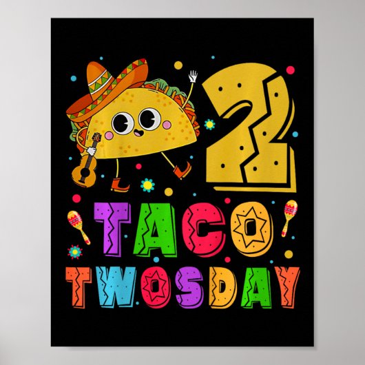 Poster Enfants Taco Twosday - Dos Toddler Anniversaire Pa (Devant)
