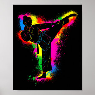 Poster Enfants Taekwondo Coloré Arts Martiaux Femmes Fill