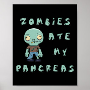 Poster Enfants Type 1 Diabète Halloween - Zombies Ate Pan