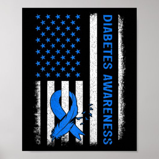 Poster Enfants Type 1 Sensibilisation au diabète Drapeau (Devant)