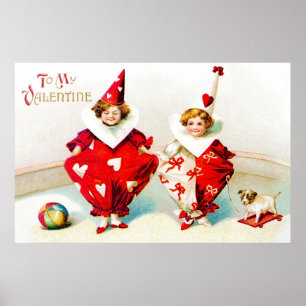 Poster Enfants Valentine d'Ellen H. Clapsaddle Pierrot