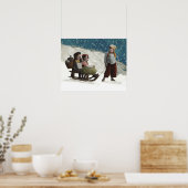 Poster Enfants vintages Dormir Noël hiver (Cuisine)