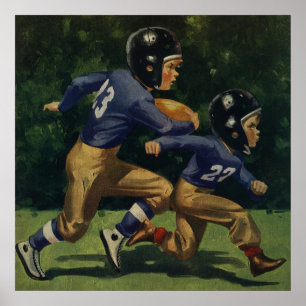 Poster Enfants vintages, Garçons Jouant Au Football, Spor