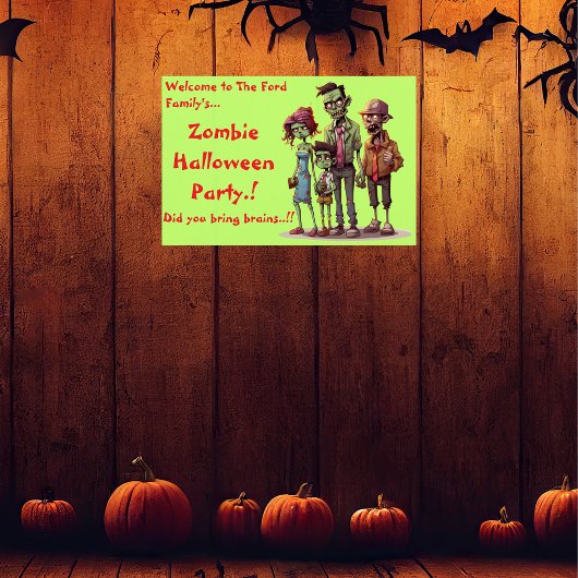 Poster Enfants Zombie Famille Halloween