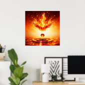 Poster Enfer Flamme Liquide Éclaboussure (Bureau à domicile)
