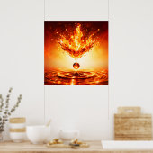 Poster Enfer Flamme Liquide Éclaboussure (Cuisine)