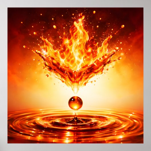 Poster Enfer Flamme Liquide Éclaboussure (Devant)