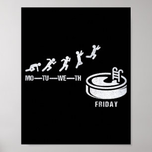 Poster Enfin Vendredi Piscine à remous Détente Spa S